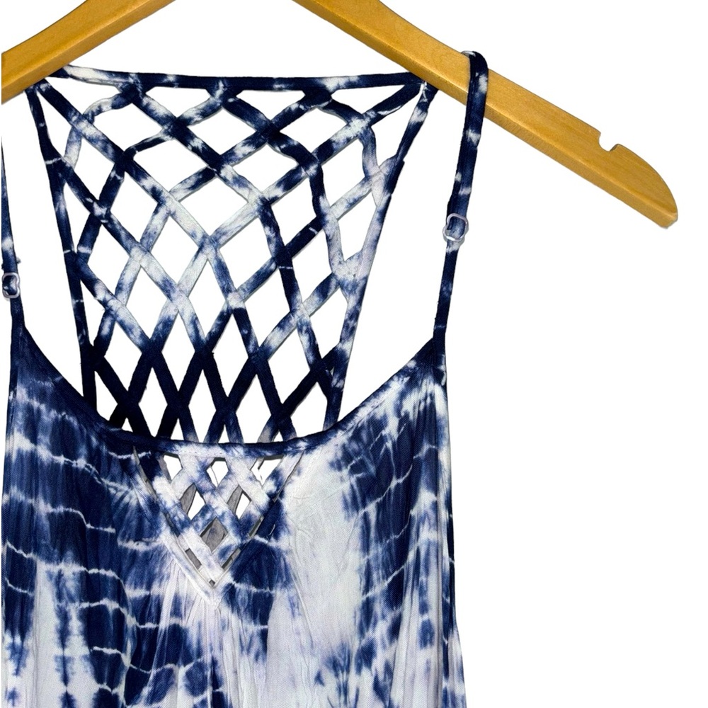 Tie Dye Maxi Dress Large Navy White NWT